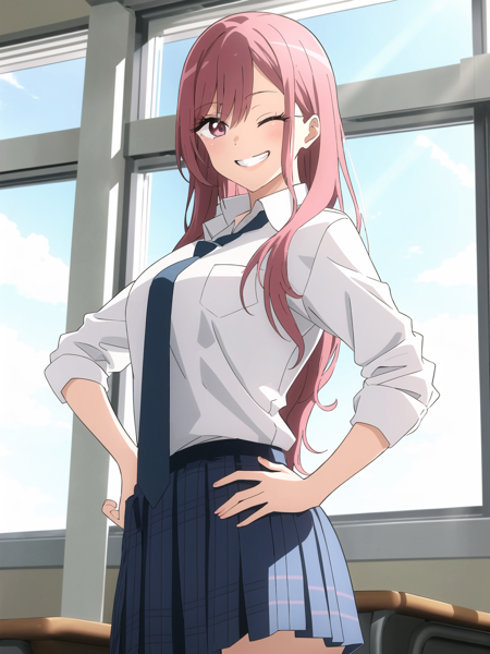 3978521364-3357242139-bisquedoll anime style, kitagawa marin, standing, hand on hip, (one eye closed), (v over eye), smile, grin, teeth, looking at vi.png